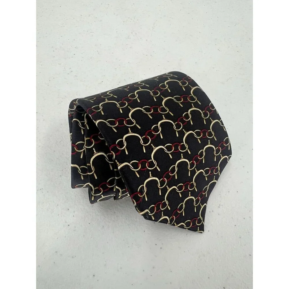 Carlo Battini Handmade All Silk Tie With Chain Pattern